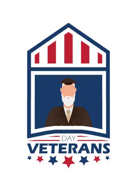 Vector illustration of Veteran day emblem for your design. Cartoon style.