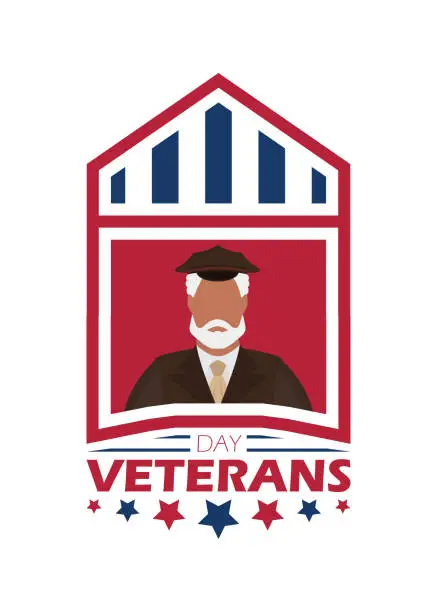 Vector illustration of Veteran day icon on a white background. Cartoon style.