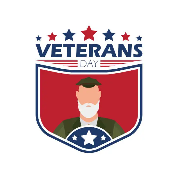 Vector illustration of Veteran day icon on a white background. Cartoon style.
