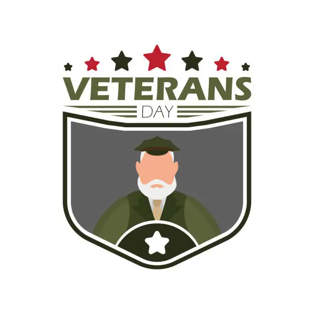 Vector illustration of Veteran day logo on a white background. Cartoon style.