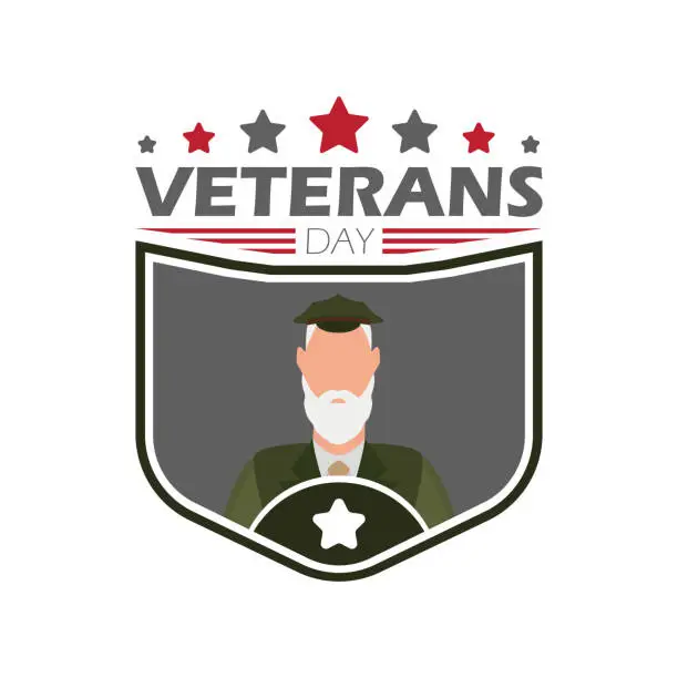 Vector illustration of Veteran day logo on a white background. Cartoon style.