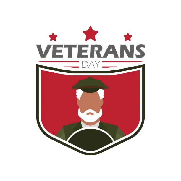 Vector illustration of Veteran day emblem on a white background. Cartoon style.