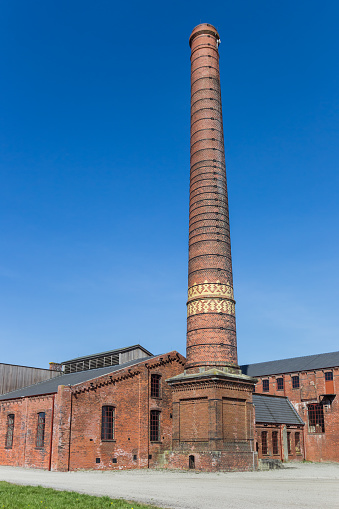 Chimney of the historic factory Toekomst in Scheemda, Netherlands