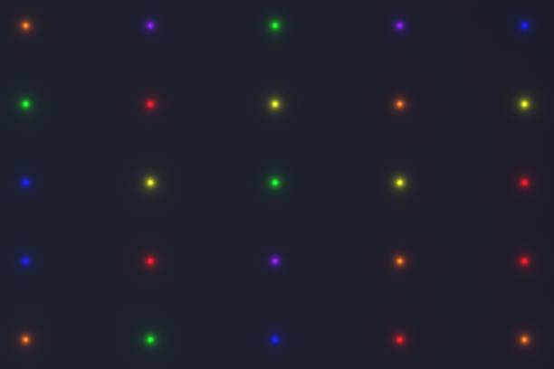 istock Colored light bulbs on a black background. Multicolored lights background abstract banner 3D render illustration. 1363258786