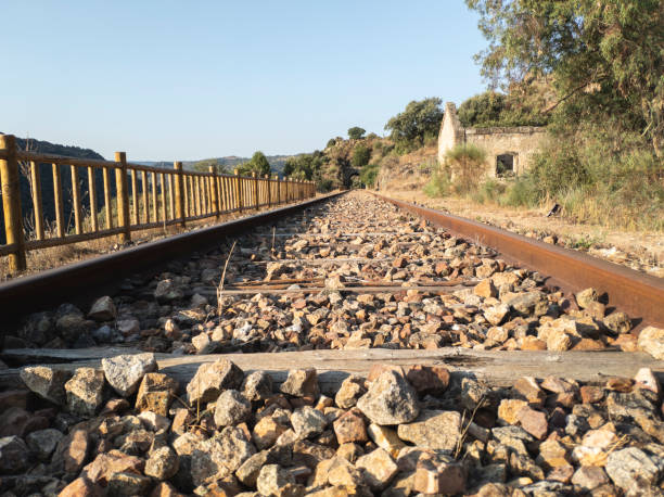 istock Abandoned railroad tracks through the mountains 1363259788