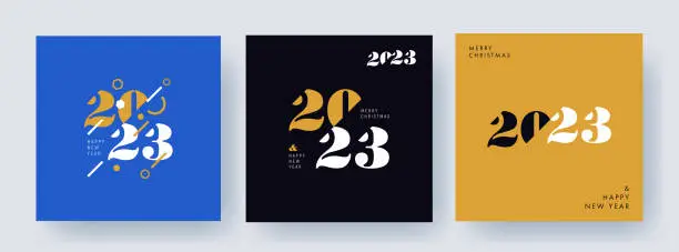 Vector illustration of Creative concept of 2023 Happy New Year posters set. Design templates with typography logo 2023 for celebration and season decoration.