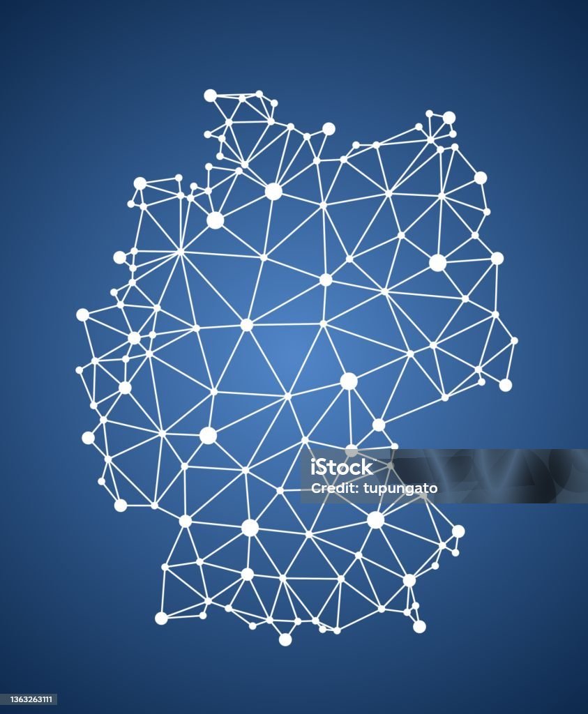 German Map Rectangle Germany Vector Polygonal Map With Dots Stock Illustration - Download ...