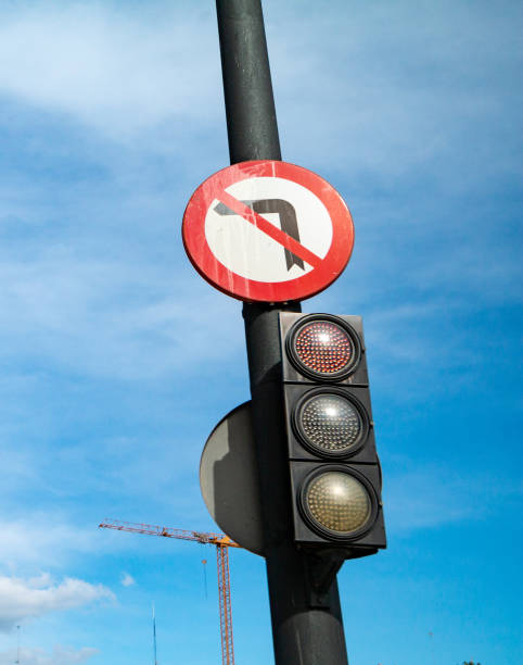 istock No Left Turn Sign at Stoplight in Valencia, Spain 1363265472