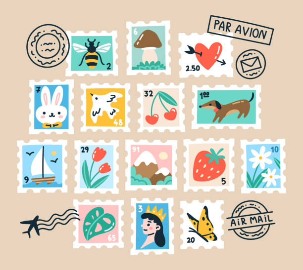 Set Of Vector Postage Stamps And Postmarks Stock Illustration - Download  Image Now - Postage Stamp, Mail, Envelope - iStock