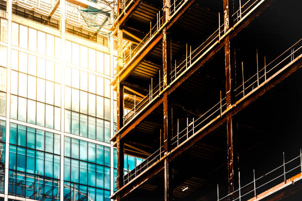 Skyscrapers and construction site in London
