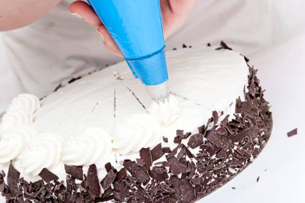 istock Cream swirl decoration of a cake 1363267065