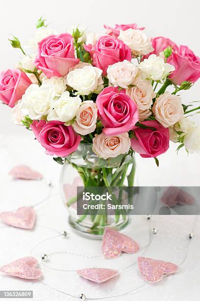 Bouquet Of Roses In Vase Stock Photo - Download Image Now - Arrangement, Beauty, Beauty In Nature