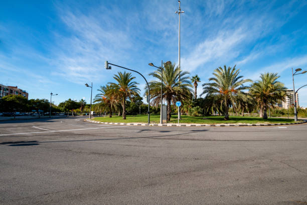 Traffic Circle at Downtown District of Valencia, Spain