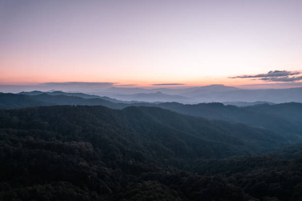 istock evening mountain view sunset and purple twilight 1363270915