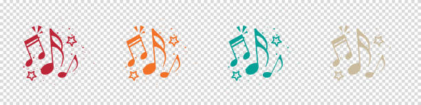 illustrations, cliparts, dessins animés et icônes de music notes concept - illustrations vectorielles colorées isolées sur fond transparent - note de musique