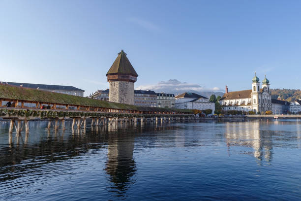 istock Lucerne panorama view with Chapel Bridge 1363273778
