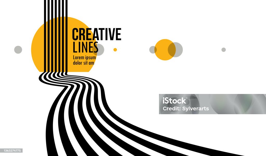3D black and white lines in perspective with yellow elements abstract vector background, linear perspective illustration op art, road to horizon. - 免版稅成一排圖庫向量圖形 3D black and white lines in perspective with yellow elements abstract vector background, linear perspective illustration op art, road to horizon. - 免版稅成一排圖庫向量圖形