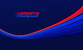 istock Sports activities games and racing vector linear background in 3D perspective rotation, dark red and blue dynamic layout with lines like a road or race. 1363275770