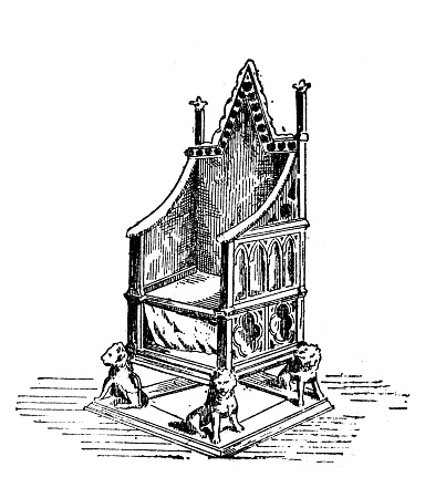 Antique illustration: Throne 16th century, England