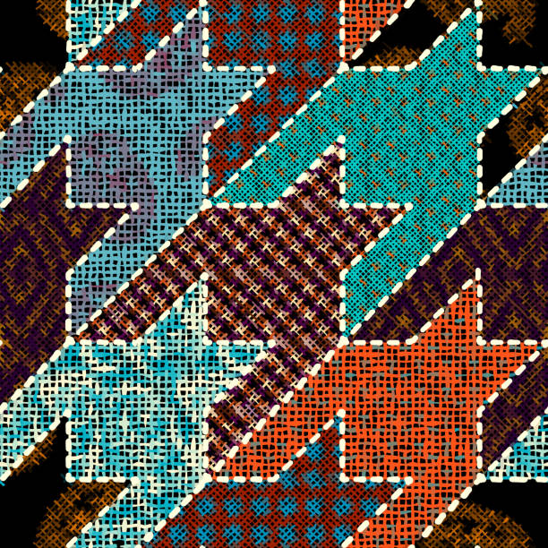 imitacja tekstury szorstkiego płótna. bezszwowy wzór. - textile burlap sewing patch stock illustrations