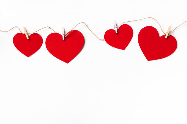 istock Red hearts background, paper cut romantic concept, top view 1363280483