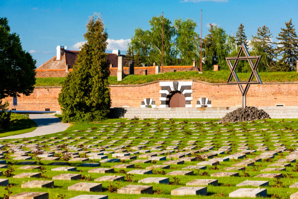 Small Fortress Theresienstadt with cemetery, Terezin, Czech Republic stock photo