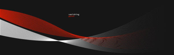 istock Wave of flowing vanishing particles vector abstract background, red and black curvy lines dots in motion relaxing illustration, smoke like image. 1363283107