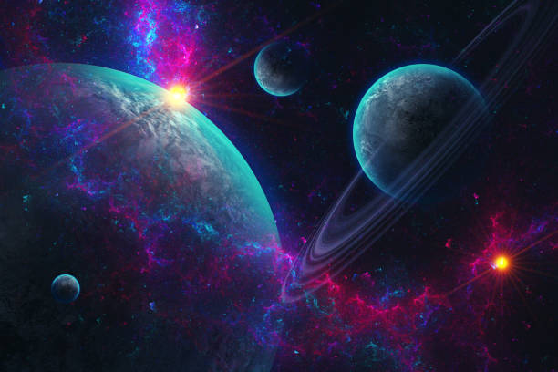 istock 3D Rendered Galaxy Abstract Space Scene with Planets and Glowing Stars on Nebulae 1363289668