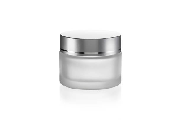istock Blank bottle for cosmetic products. Clear plastic glass jar container isolated on white. Mock up 1363289917