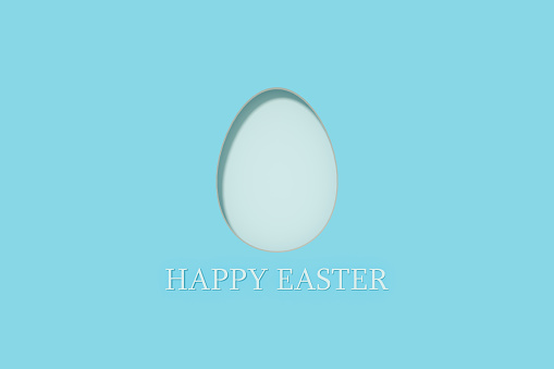 Happy Easter, egg shape on blue background