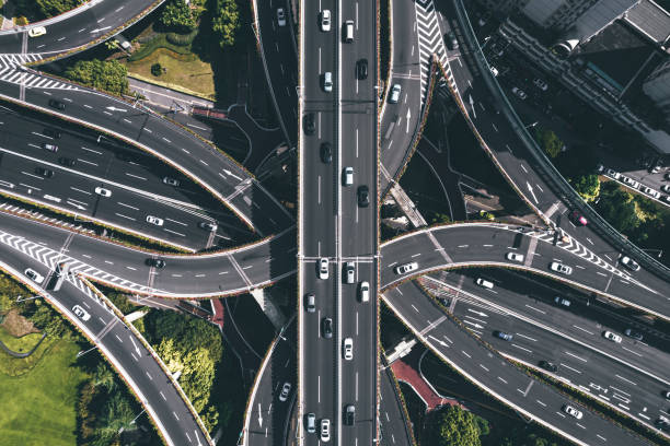 istock Aerial View of Busy Road Intersection 1363292816