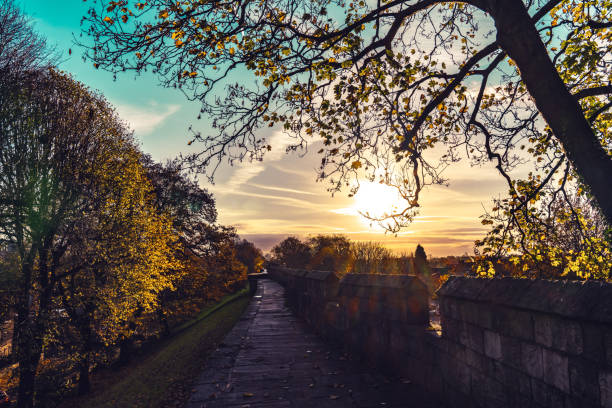 Carlisle Cathedral and surrounding architecture pictured from West Walls in the City of Carlisle on an atmospheric morning.