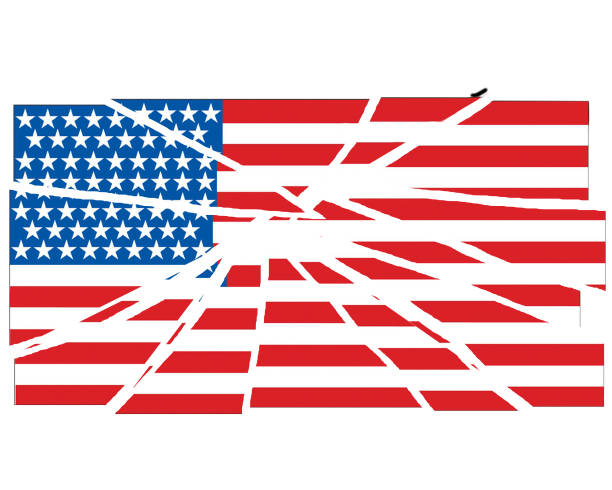 un drapeau américain brisé - extremism photos et images de collection