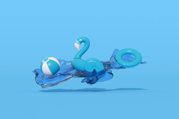 istock Summer beach holiday travel background with water splash 1363297907