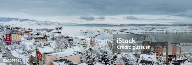 Ushuaia City In Winter Stock Photo - Download Image Now - Ushuaia, Snow, Argentina