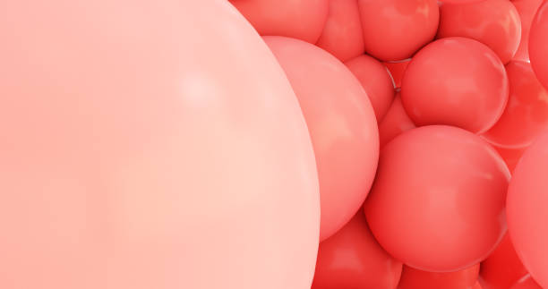istock Falling pink soft spheres.  random sizes balls. 3d rendering picture. 1363298293