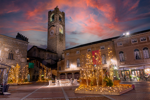 Bergamo's old square illuminated for Christmas