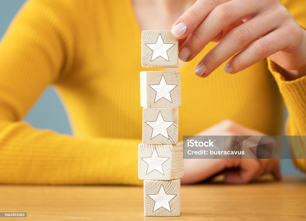 The best rating, Five star symbol Rating Stock Photo