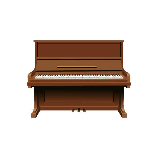 istock Wooden piano isolated on white background. Music keyboard instruments.Vector illustration. 1363303472