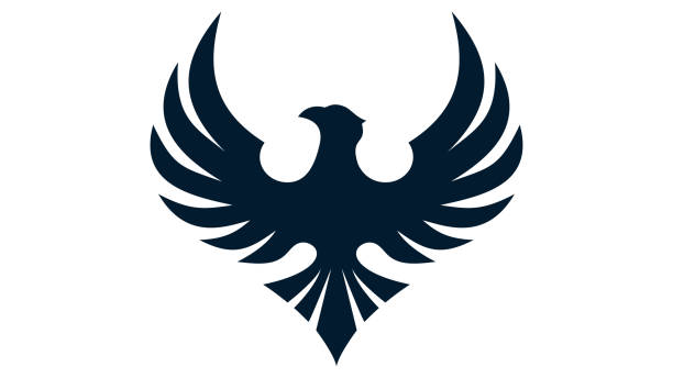 白い背景に分離された黒い鳥のロゴ - phoenix点のイラスト素材／クリップアート素材／マンガ素材／アイコン素材