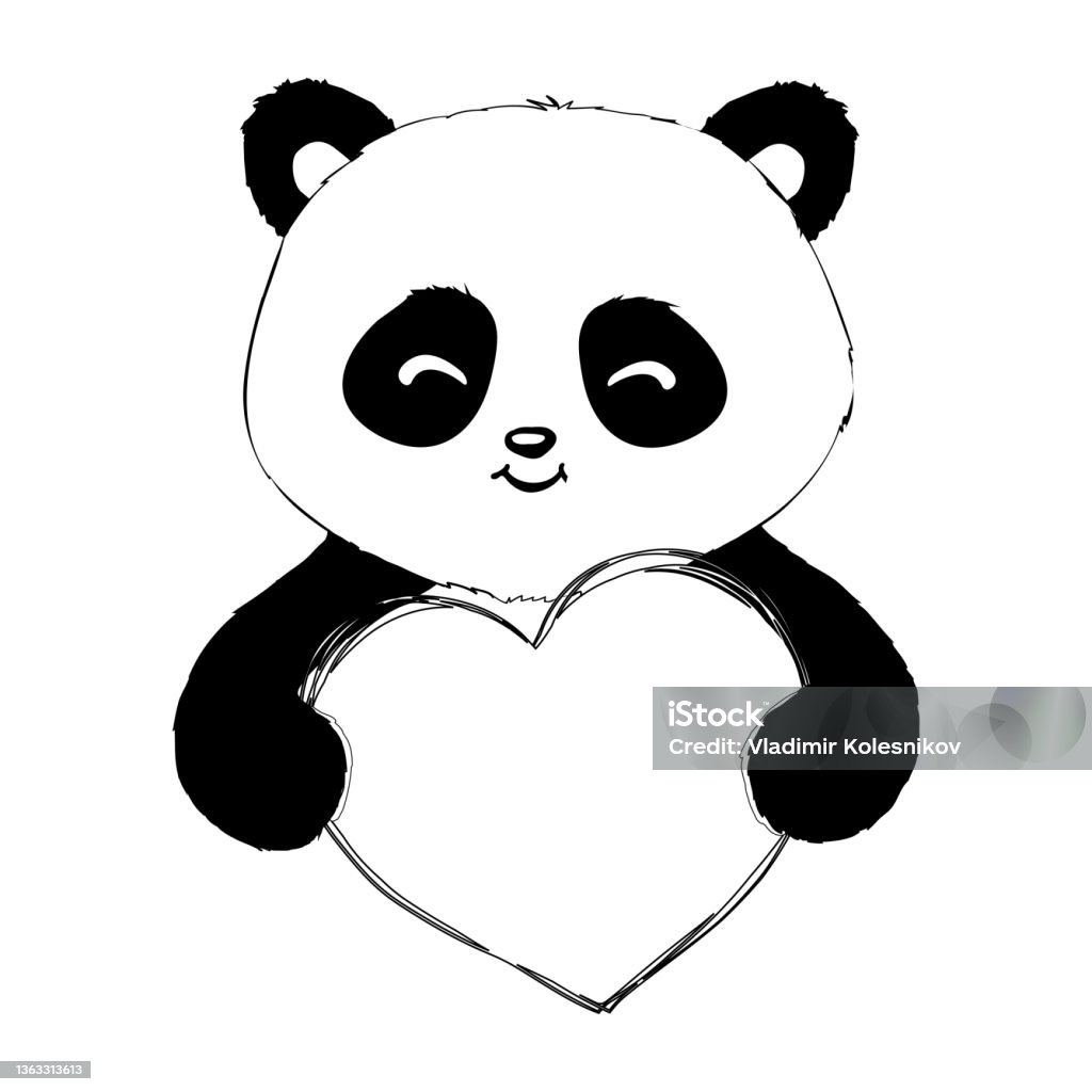 Vetores de Desenho De Corpo Inteiro De Panda Gigante Estilizado