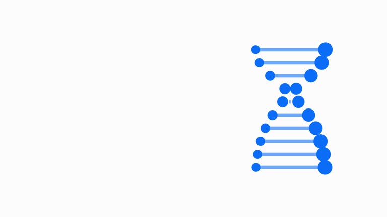 DNA strand vector cartoon animation, isolated background copy space