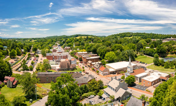 Aerial view of Jonesborough, Tennessee stock photo