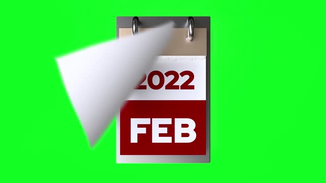 2022 Calendar Timelapse, 2022 Months of the Year, Isolated on Green Background