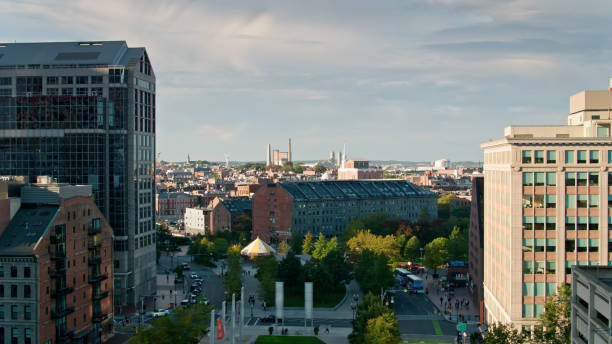istock Drone Flight Over Rose Kennedy Greenway in Downtown Boston 1363326044