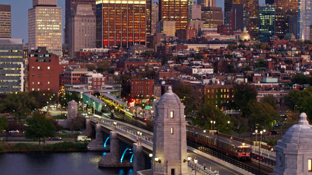 istock Boston Subway Train Approaching Charles/MGH Subway Station - Aerial 1363326113