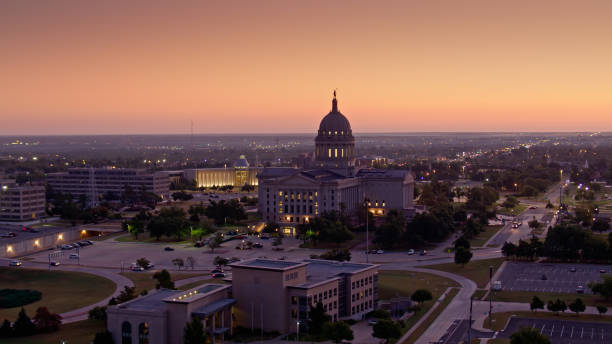 istock Drone Flight Towards Oklahoma State Capitol Building in Predawn Twilight 1363328218