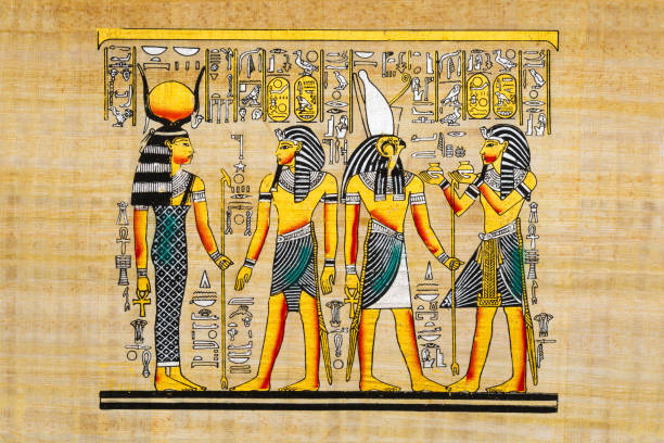istock Old Egyptian papyrus with elements of ancient Egyptian history 1363330893