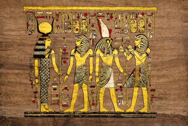 istock Old Egyptian papyrus with elements of ancient Egyptian history 1363331954