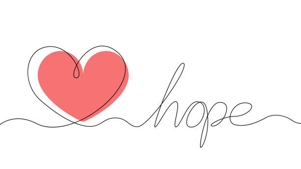 Heart and the inscription hope Heart and the inscription hope in one line on a white background.Stock vector illustration. giving medication stock illustrations
